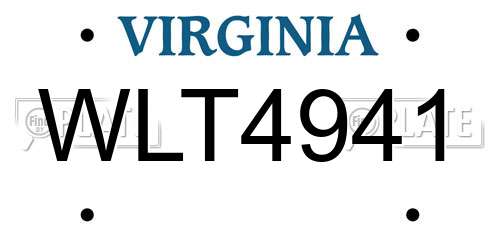 WLT4941 Virginia License Plate