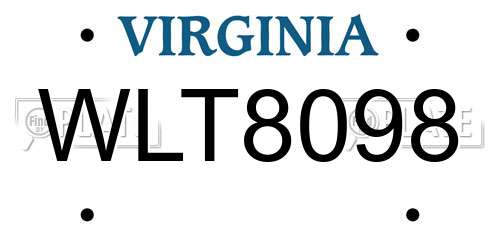 WLT8098 Virginia License Plate
