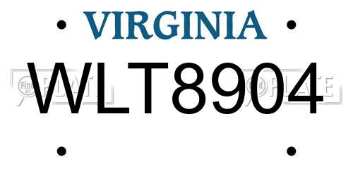 WLT8904 Virginia License Plate