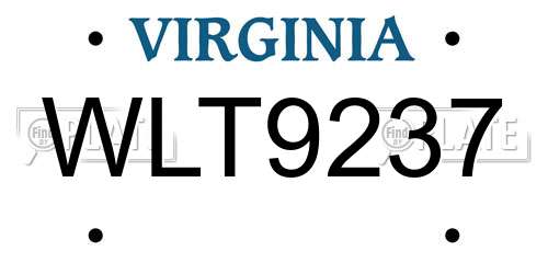 WLT9237 Virginia License Plate
