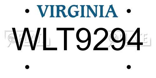 WLT9294 Virginia License Plate