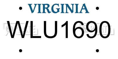 WLU1690 Virginia License Plate