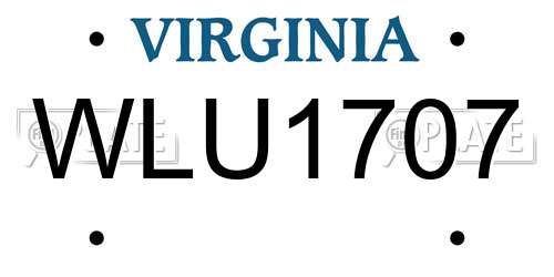 WLU1707 Virginia License Plate
