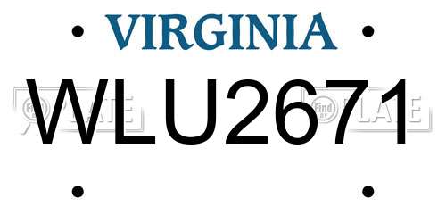 WLU2671 Virginia License Plate