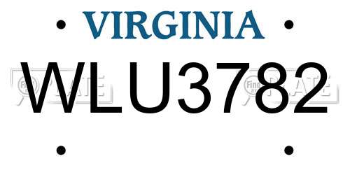 WLU3782 Virginia License Plate