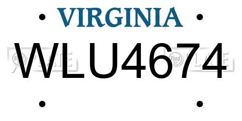 WLU4674 Virginia License Plate