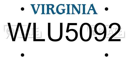 WLU5092 Virginia License Plate