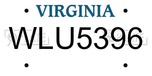 WLU5396 Virginia License Plate
