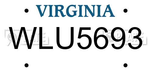 WLU5693 Virginia License Plate