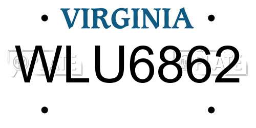 WLU6862 Virginia License Plate