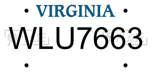 WLU7663 Virginia License Plate