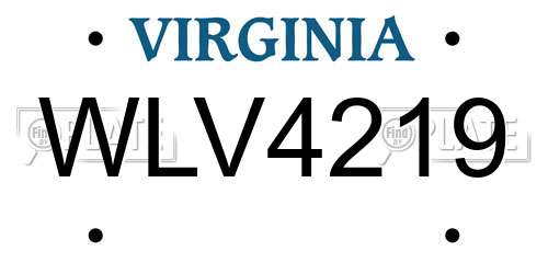 WLV4219 Virginia License Plate