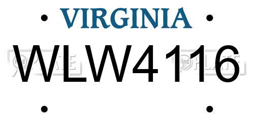 WLW4116 Virginia License Plate