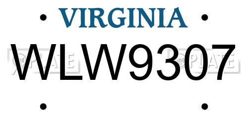WLW9307 Virginia License Plate