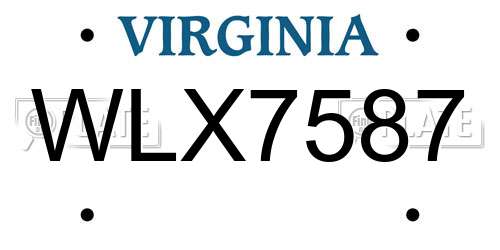 WLX7587 Virginia License Plate