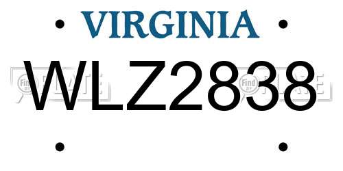 WLZ2838 Virginia License Plate