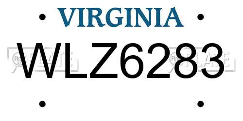 WLZ6283 Virginia License Plate