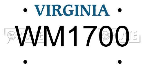 WM1700 Virginia License Plate