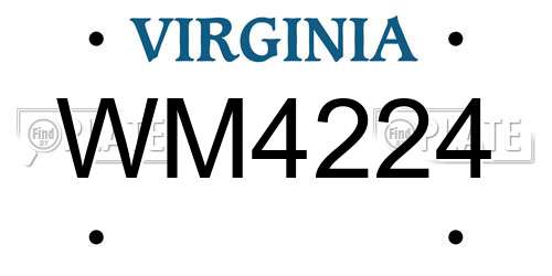 WM4224 Virginia License Plate