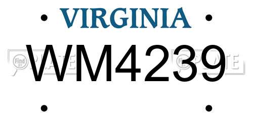 WM4239 Virginia License Plate
