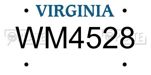 WM4528 Virginia License Plate
