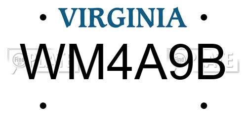 WM4A9B Virginia License Plate