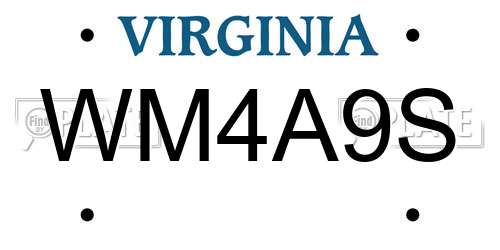 WM4A9S Virginia License Plate