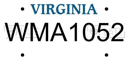WMA1052 Virginia License Plate