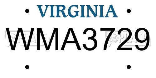 WMA3729 Virginia License Plate