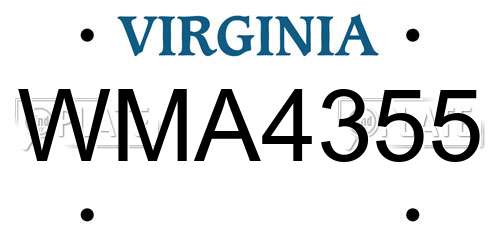 WMA4355 Virginia License Plate