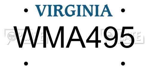 WMA495 Virginia License Plate