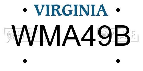 WMA49B Virginia License Plate