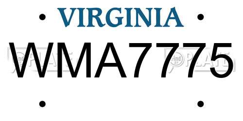 WMA7775 Virginia License Plate