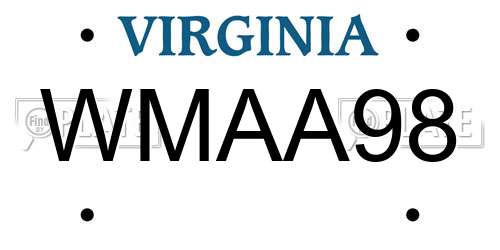 WMAA98 Virginia License Plate