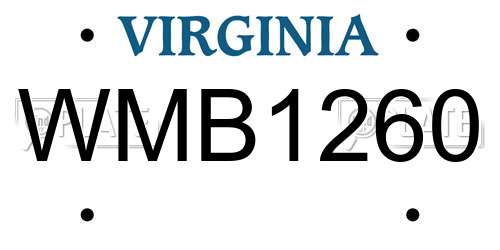 WMB1260 Virginia License Plate