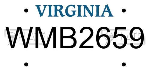 WMB2659 Virginia License Plate