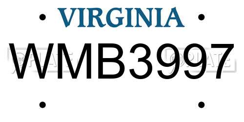 WMB3997 Virginia License Plate