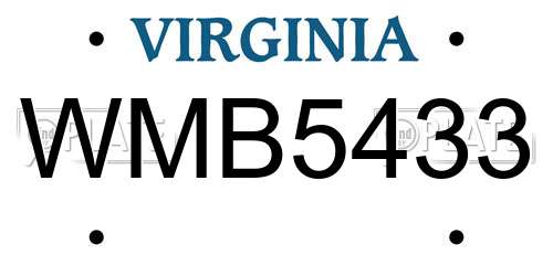 WMB5433 Virginia License Plate