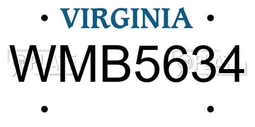 WMB5634 Virginia License Plate