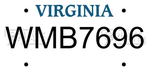 WMB7696 Virginia License Plate