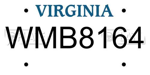 WMB8164 Virginia License Plate