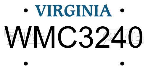 WMC3240 Virginia License Plate