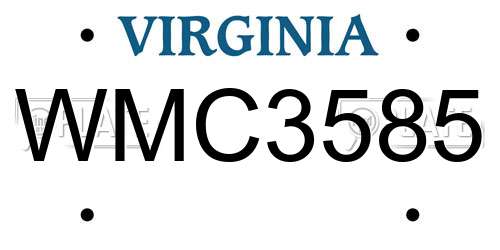 WMC3585 Virginia License Plate