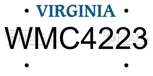 WMC4223 Virginia License Plate