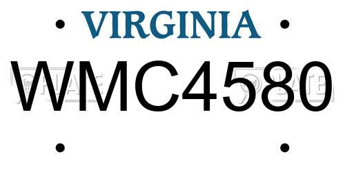 WMC4580 Virginia License Plate