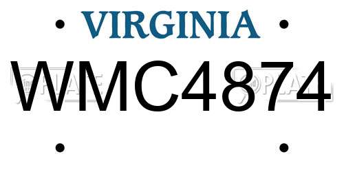 WMC4874 Virginia License Plate