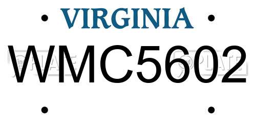 WMC5602 Virginia License Plate