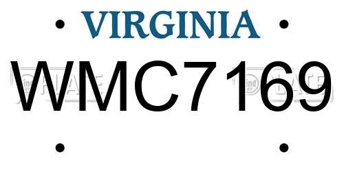 WMC7169 Virginia License Plate