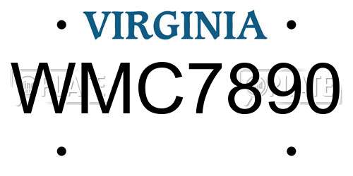 WMC7890 Virginia License Plate