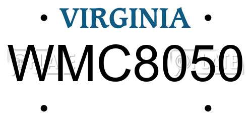 WMC8050 Virginia License Plate